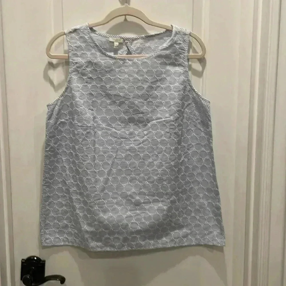 Talbots Blue & White Hexagonal Patterned Top. Siz… - image 1